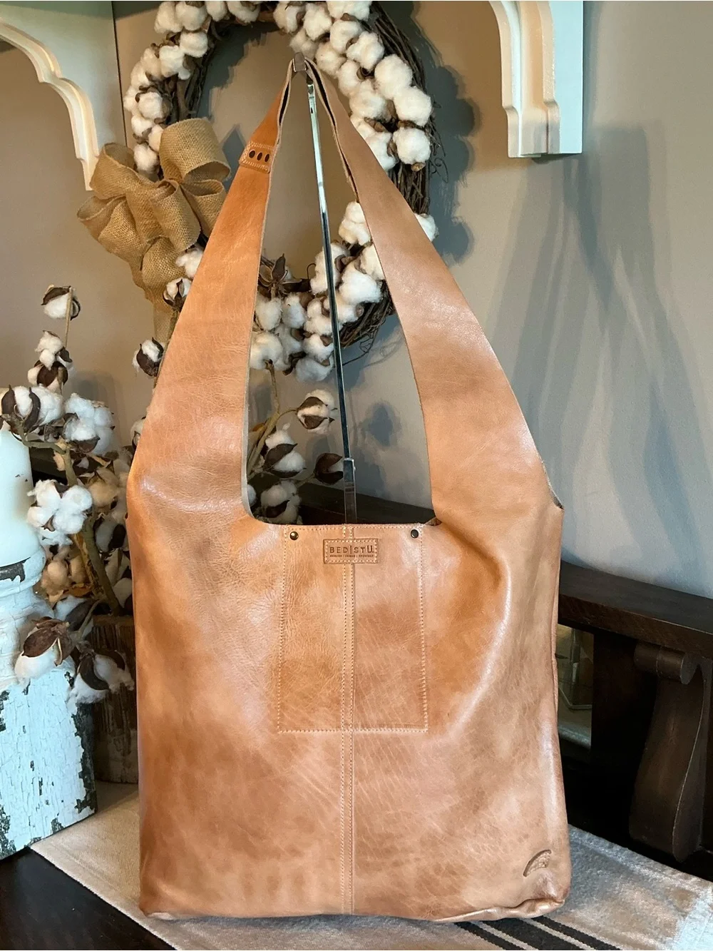 NWT Bed Stu Leather Ariel Max Hobo Shoulder Bag Oats DD Dip Dyed Retail $248